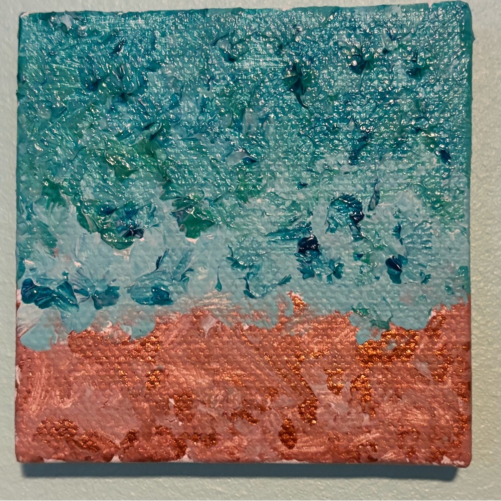 🌺Abstract Canvas Art in Blue & Green-Set of 3 🌺 - Picture 4 of 10